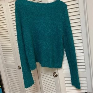 Fuzzy Turquoise Pullover Sweater